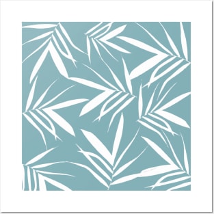 Light Blue leaves decor Posters and Art